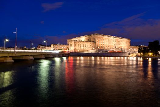 The Royal Palace in Stockholm at night 