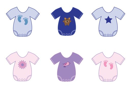 Cute pink girl and blue boy baby clothes