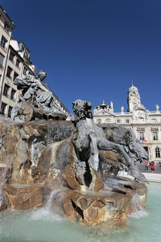 famous fountain in Lyon city