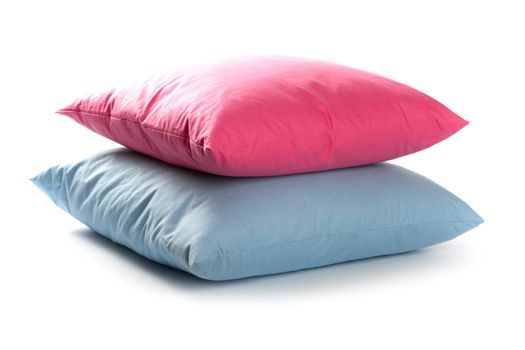 pink and blue pillows