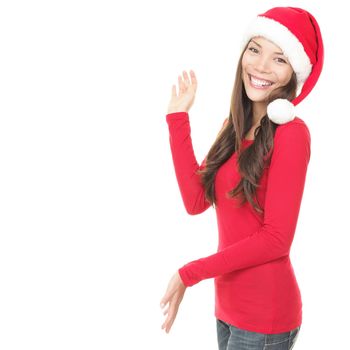 Christmas woman presenting isolated