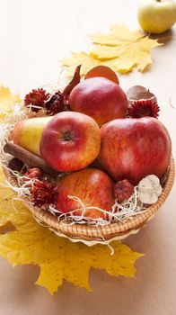 apples in wicker basket