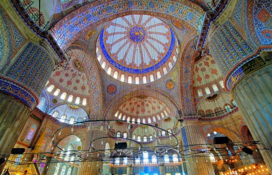 Interior of the Blue Mosque (Sultanahmet Mosque) in Istanbul, Turkey