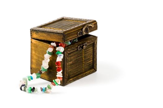 wooden box with fashion beads