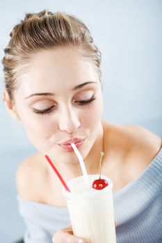 Drinking milk cocktail