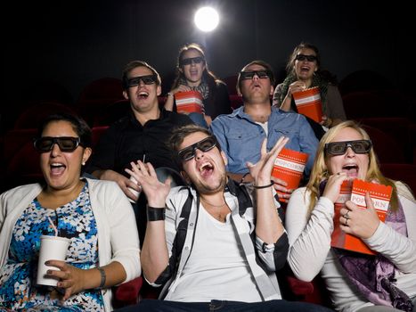 Scared movie spectators