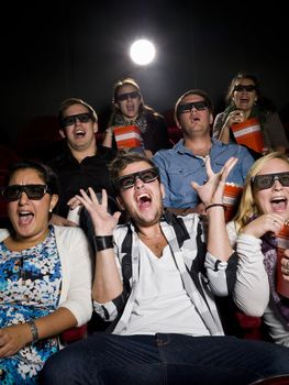 Scared movie spectators