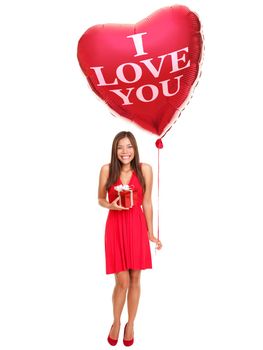 Love woman with balloon gift