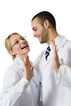 healthcare and medicine: young doctors expressing positivity