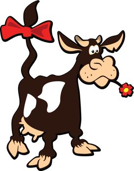 Vector color illustration of a cute cow animal