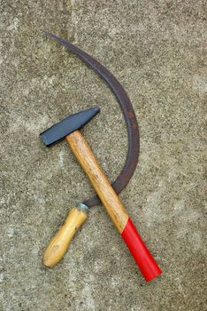 The soviet symbol sickle and hammer