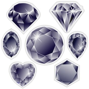 diamonds labels against white background, abstract vector art illustration