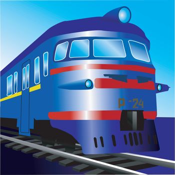 Illustration of vintage electric train on rails