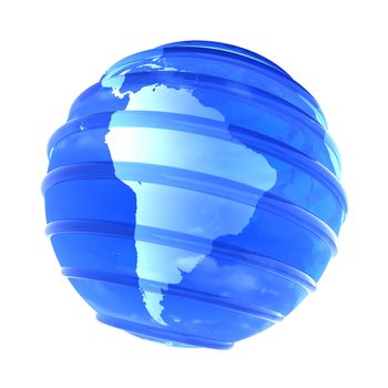 3d glassy Earth Globe focused in South America