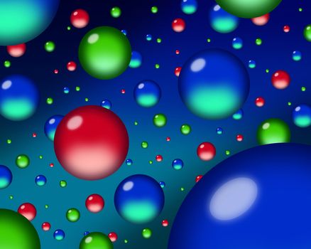 Red, green and blue (RGB) orbs or droplets