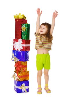 A child enjoys a lot of gifts for his birthday