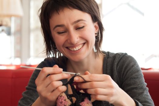 Young girl crochet