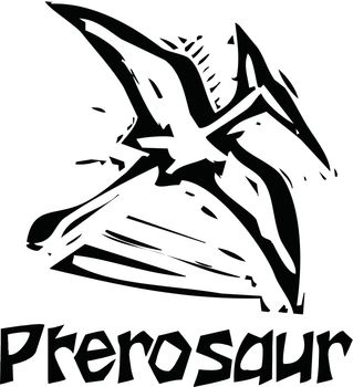 Woodcut Pterosaur Dinosaur