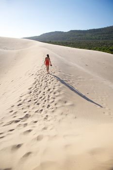 walking on Bolonia beach dune