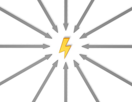 arrows around flash symbol - 3d illustration