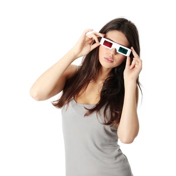 Woman with 3d glasses