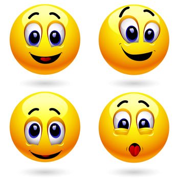 Smiley with 4 different facial expression