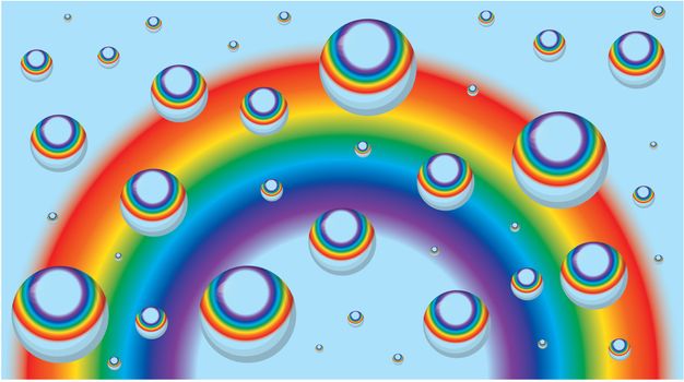 Background for a business card with a rainbow and drops - vector eps8