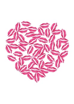 Illustration of a heart shape made from kisses