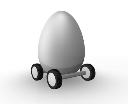 easter egg on wheels - 3d illustration