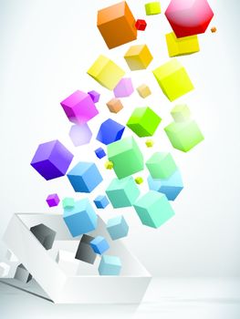 Colorful Flying Cubes Background