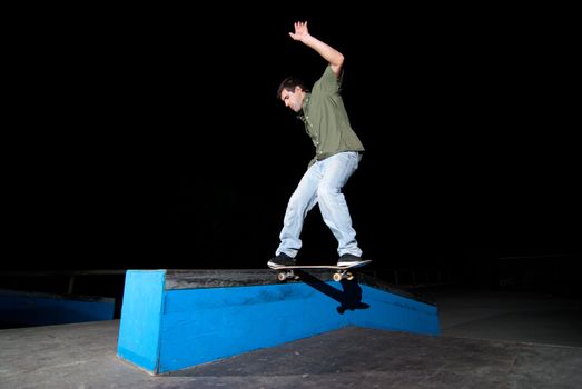 Skateboarder on a slide