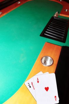 casino blackjack table ace of hearts