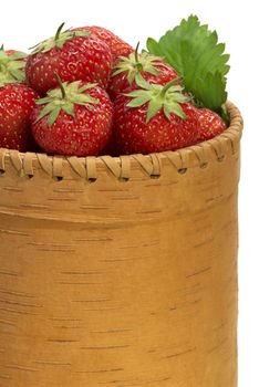 Strawberry in bark basket