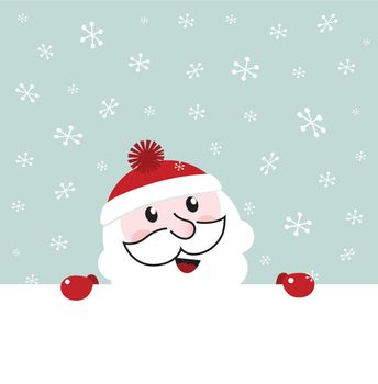 Santa banner with snowing winter sky background - vector