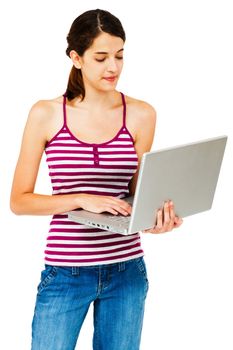 Happy woman using a laptop 