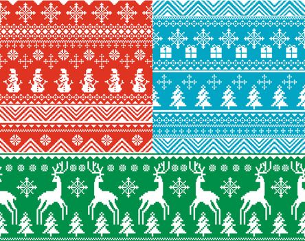 set of abstract vector seamless christmas backgrounds