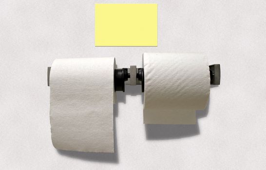 Toilet paper rolls and blank note