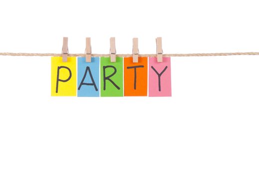 Party, Wooden peg  and colorful words