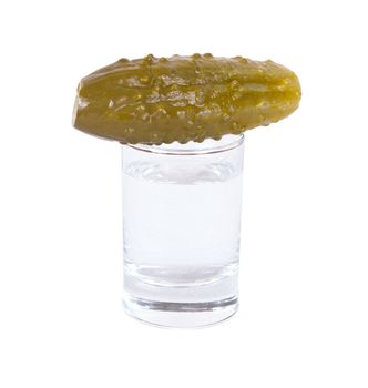 Marinaded cucumber and vodka wine-glass