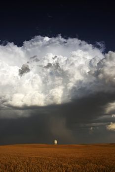 Nasty looking cumulonimbus cloud behind silo