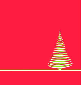 Abstract christmas tree on red