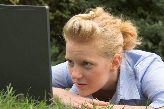 Blonde with laptop