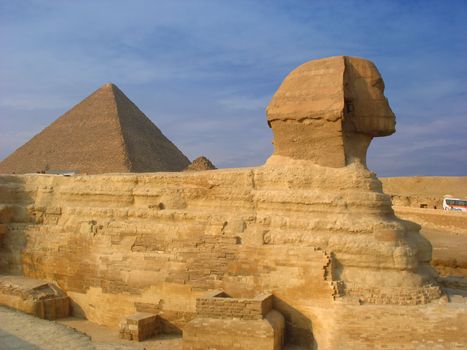 Sphinx and pyramids in Giza
