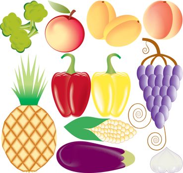 fruits and vegetables vector set 