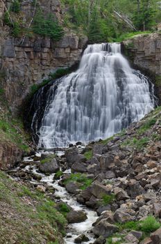 Rustic Falls in summer, Yellowstone National Park, Park County, Wyoming, USA