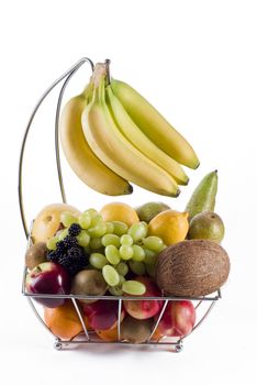 Fresh assorted fruits on the white background - isplated