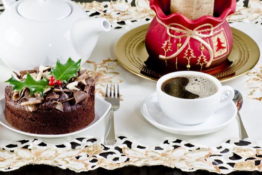 Christmas cake and coffee