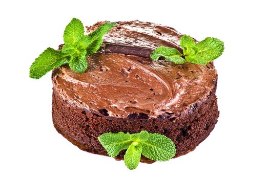 Chocolate cake and mint