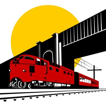 diesel train locomotive bridge