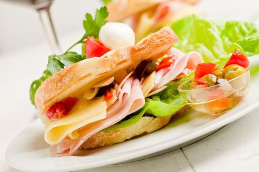 Toast with cheese and ham